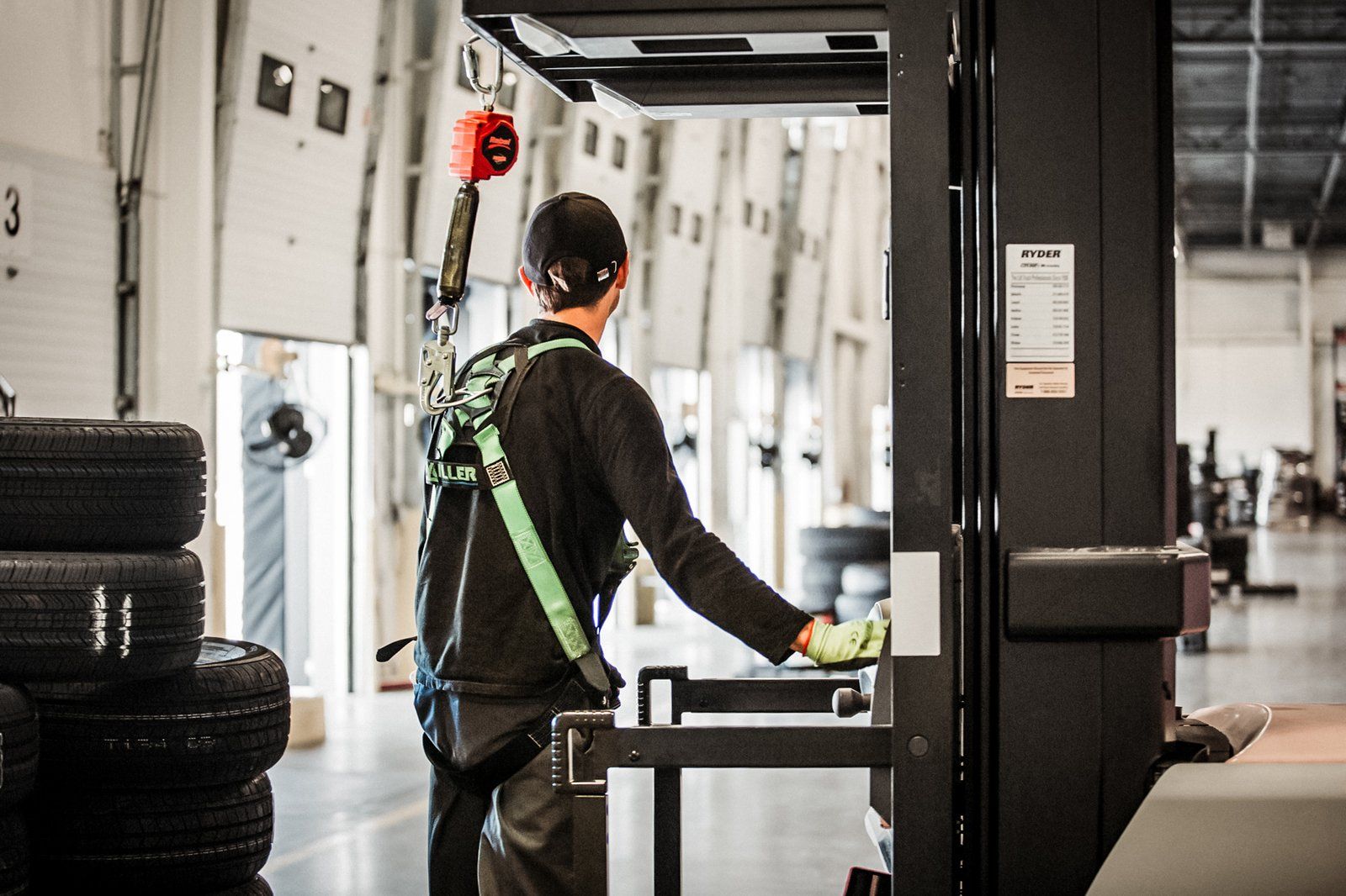 Forklift operator at a loading dock