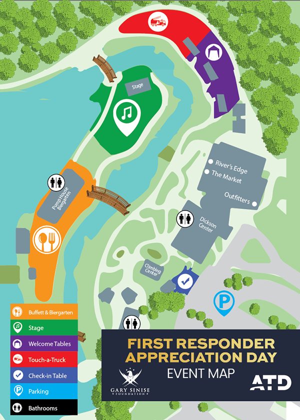 Illustrated event map for First Responder Appreciation Day