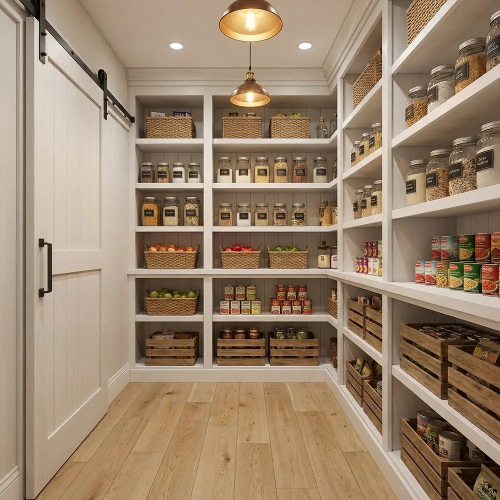 Pantry with barn door by Carolina Building Services
