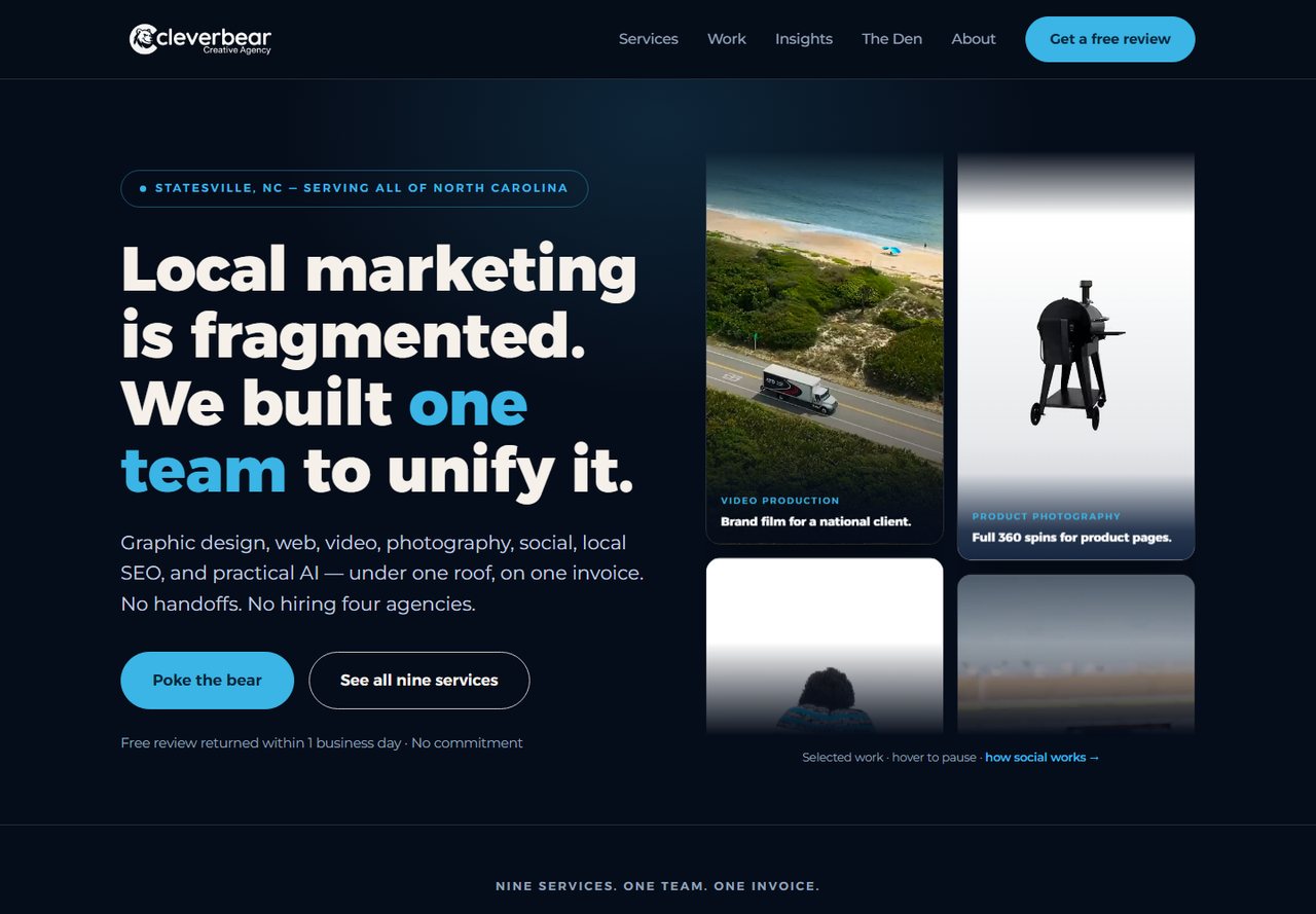 Clever Bear website homepage