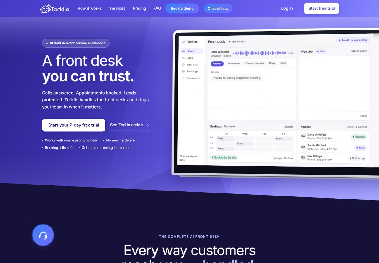 Torklio website homepage